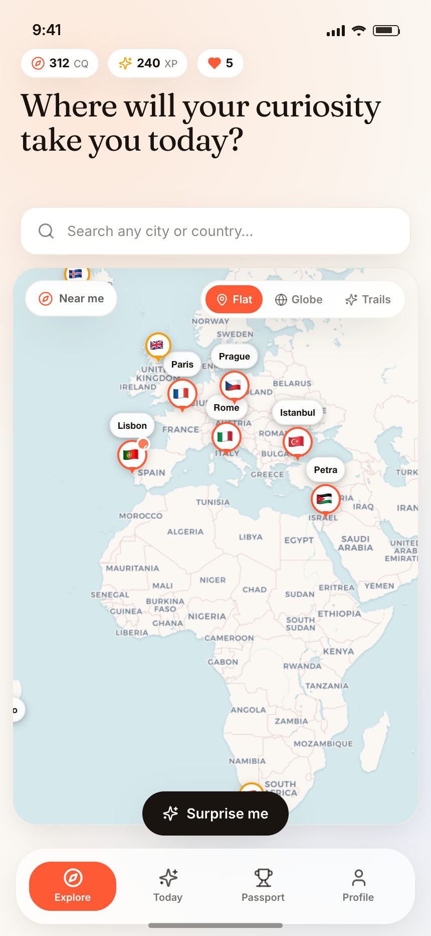 CurioTravel home — explore the world map